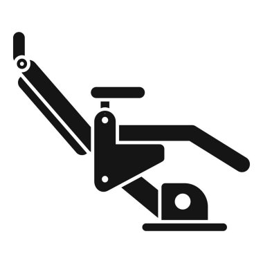 Ayarlanabilir başlık ve kolçaklarla yaslanabilen bir diş sandalyesinin siyah siluet simgesi