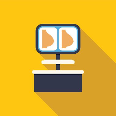 Mammografi makinesi hastanede göğüs röntgeni görüntüsünü gösteriyor.