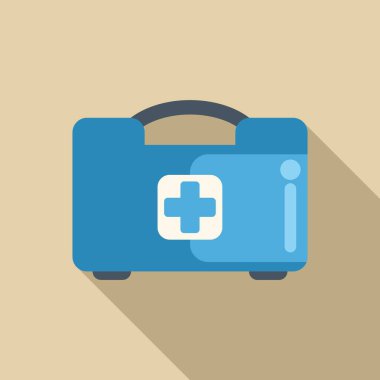 Mavi ilk yardım kiti kapalı, bilgi işareti gösteriliyor, sağlık konsepti