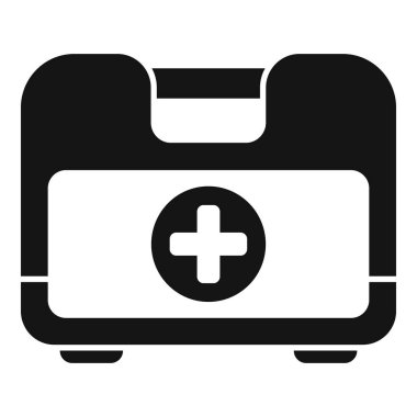 Acil durumlar için tıbbi ekipmanları temsil eden siyah ilk yardım seti simgesi