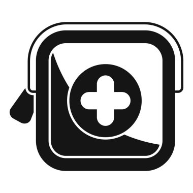 İlk yardım çantasını temsil eden basit vektör sembolü, sağlık ve tıbbi uygulamalar için ideal