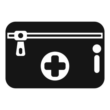 İlk yardım çantası bir fermuarla kapatıldı, tıbbi uygulamalar ve web siteleri için basit bir biçim simgesi