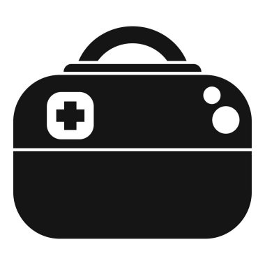 Tıbbi yardım kavramı için kapalı bir ilk yardım kitinin siyah basit biçim simgesi