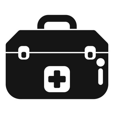 Tıbbi acil durumlar için gerekli olan ilk yardım çantasının siyah silueti.