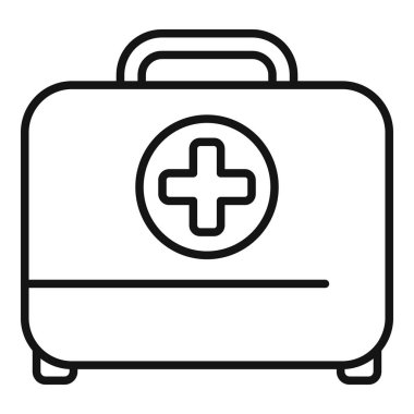İlk yardım çantasını temsil eden basit bir çizgi çizimi tıbbi bakım ve acil durum hazırlığını sembolize ediyor.