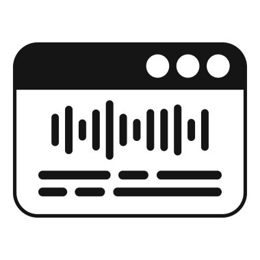 Bir bilgisayar penceresinin menü çubuğuyla ses parçası dalga biçimini gösteren basit simgesi