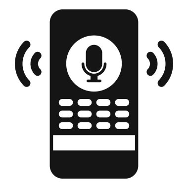 Bir akıllı telefon kaydını temsil eden ya da ses dalgaları ve mikrofon sembolüyle sesli mesaj gönderen siyah simge