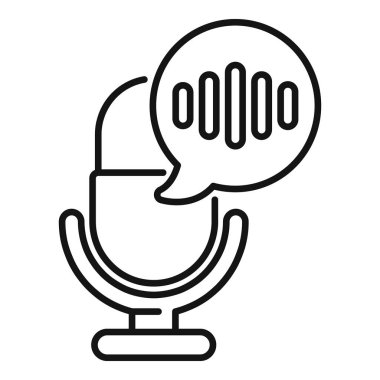 Bir mikrofon kayıt ses dalgalarının basit vektör simgesi, podcast, ses kaydı ve ses iletişimini temsil etmek için mükemmel