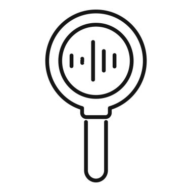 Beyaz arkaplanda izole edilmiş web tasarımı için ana hat biçiminde ses sinyali simgesi algılama büyültme