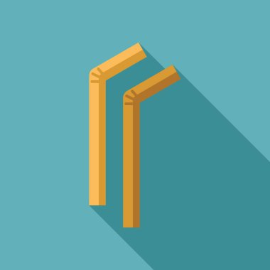 Minimalist düz tasarım simgesi, iki kağıt pipet içerek uzun bir gölge yaratıyor ve büyük harf R 'yi oluşturuyor.