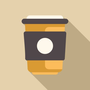 Uzun bir gölgeyle gösterilen kollu paket kâğıttan kahve fincanı.