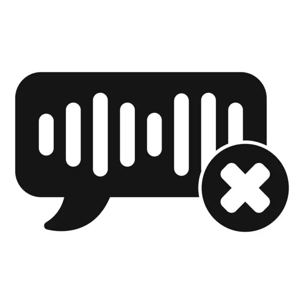 stock vector Black glyph icon representing a deleted voice message with a cross sign