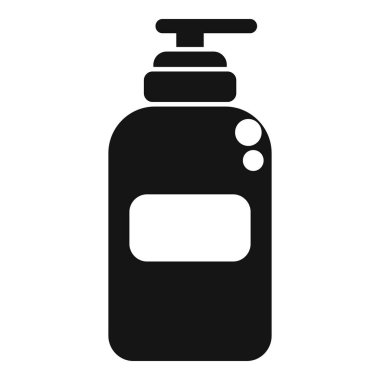 Sıvı sabun, şampuan, duş jeli ya da losyon için şeker pompalı siyah plastik bir şişenin simgesi.