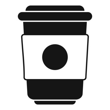 Tek kullanımlık kahve fincanının, yuvarlak bir logo tutacağı olan, kahve dükkanlarını ve kafeleri temsil etmek için mükemmel bir siyah ve beyaz çizimi.