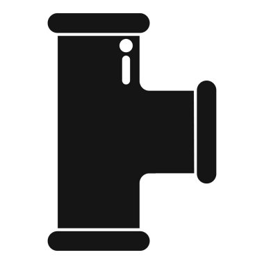 Tesisat bölümünün basit vektör simgesi, beyaz üzerine izole edilmiş üç açıklıklı bir tee borusu konnektörü.