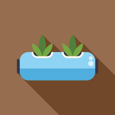 Hydroponic system growing plants with deep water culture method, using liquid solution rich in nutrients clipart