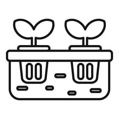 Hidrofonik sistem bitki ikonu, hidroponik bitkiler web tasarımı ve gelişimi için ince çizgi vektör ilüstrasyonu, uygulama geliştirme