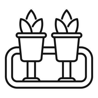 İki bitkinin basit vektör simgesi bir boru ile birbirine bağlanmış, bir hidrofonik sistemi temsil ediyor.