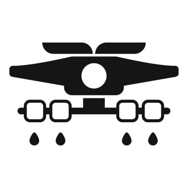 Sıvıyı ekinlere püskürten bir dronun basit vektör simgesi