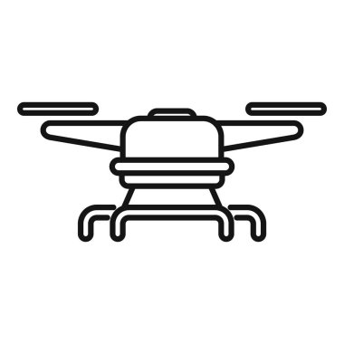 Simple icon of a drone with four propellers rotating and flying clipart