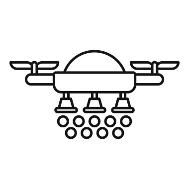 Tarımsal dron tarım alanı simgesi üzerine kimyasal püskürtüyor