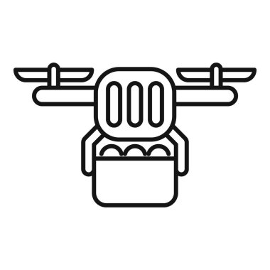 Bu basit tasarım, teslimat hizmetleri için mükemmel bir paket taşıyan bir dronu temsil ediyor.