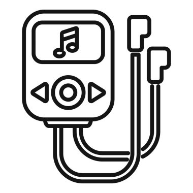 Kulaklıkla bağlanan taşınabilir bir müzik çaların basit tasarımı, hareket halindeyken müzik dinleme kavramını temsil ediyor