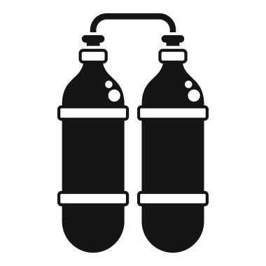 Tüplü dalış sırasında oksijen tanklarının basit simgesi