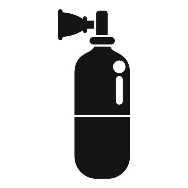 Beyaz zemin üzerinde katı siyah düz dizaynlı basit oksijen tankı simgesi