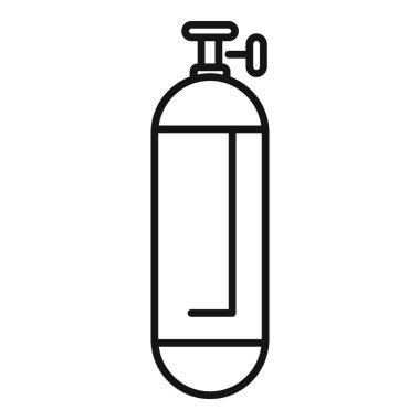 Oksijen tankının basit çizgi sanat simgesi, sıklıkla tüplü dalış ya da tıbbi amaçlar için kullanılır.