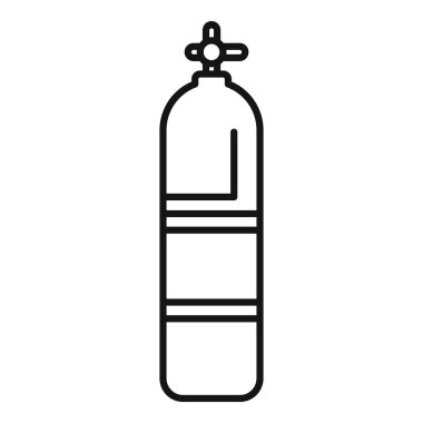Siyah çizgilerle hazırlanmış basit oksijen tankı simgesi, dalış ekipmanlarını temsil etmek için mükemmel