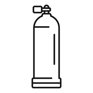 Tepesinde kapakçık olan basit oksijen tüpü, çizgi sanat vektörü illüstrasyonu
