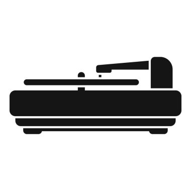 Beyaz arkaplanda izole edilmiş siyah siluet biçiminde müzik simgesi çalan vinil kayıt çalar