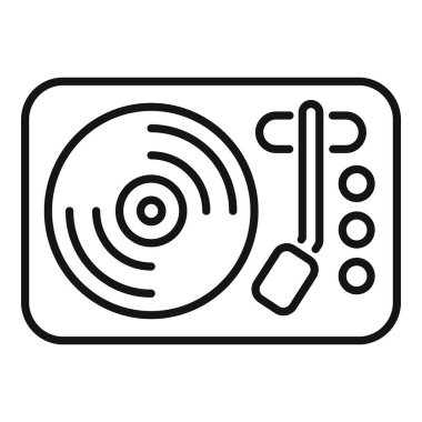 Müzik çalan vinil bir pikabın basit çizgi resim simgesi