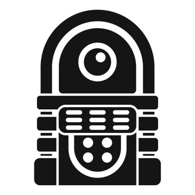 Müzik çalan klasik bir müzik kutusunun siyah silueti