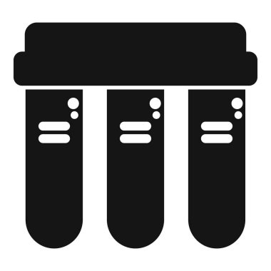 Su filtresi sisteminin basit siyah simgesi musluk suyunu su içmek için arıtıyor