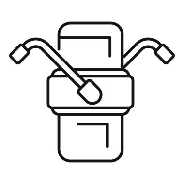 Motosiklet cephesinin basit çizimi, gidonu ve farları ile, ulaşım veya araç tasarımı için ideal