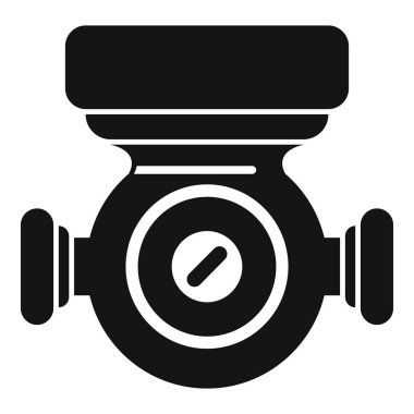 Su tüketimini ölçen bir cihazı temsil eden basit bir su sayacı simgesi, genellikle konut veya ticari tesisat sistemlerinde bulunur.