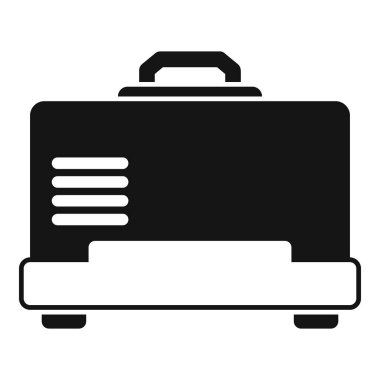 Taşınabilir jeneratörün siyah ve beyaz vektör çizimi, yedek güç kaynağı için gereklidir