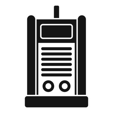 Portatif radyo vericisi simgesi beyaz arkaplanda izole edilmiş siyah basit biçimdedir