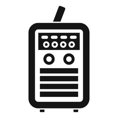 Bu siyah ve beyaz vektör simgesi bir kaynak makinesini temsil ediyor, inşaat ve metal işleri için gerekli ekipman.