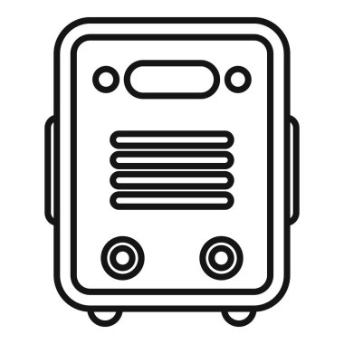 Klasik bir radyo alıcısını temsil eden basit bir çizgi simgesi, nostaljiyi çağrıştırıyor ve yayıncılığın altın çağı