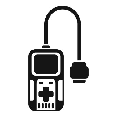 Kabloyla TV 'ye bağlanan taşınabilir oyun konsolu için siyah glyph simgesi