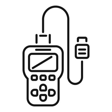 Bir obd2 tarayıcısının, kablo ve konnektörlü satır simgesi, araba tanılama için mekanik tarafından kullanılır