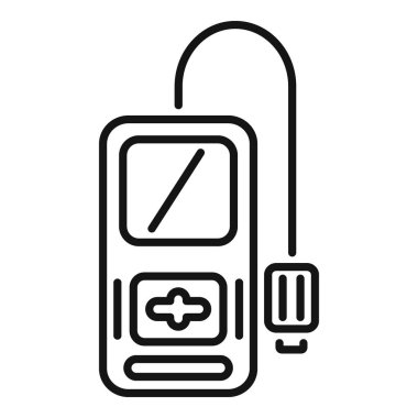 Diyabet tedavisi için kan şekeri seviyesini ölçen taşınabilir bir glukometre cihazının basit çizgi simgesi