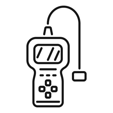 Line vector icon of a car diagnostic device showing an engine trouble code clipart