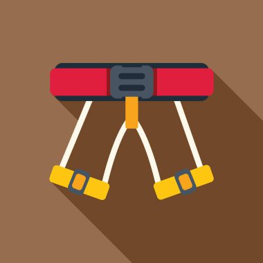 Climbing harness icon in flat style with long shadow on brown background clipart