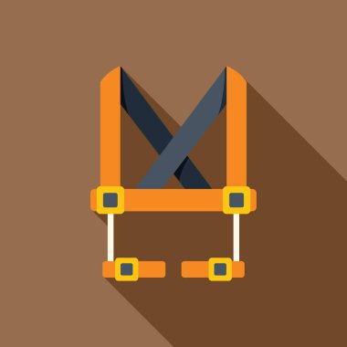 Orange safety harness for work at height, keeping workers safe while performing their job clipart