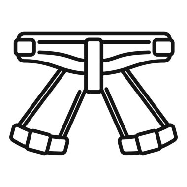 Tırmanış koşum ekipmanı simgesi, beyaz arkaplanda izole edilmiş web tasarımı için özet biçimi