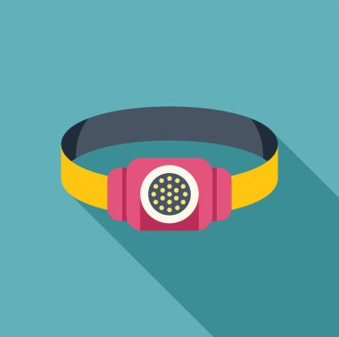 Başa bağlanmak için elastik bantlı fener, düz stil simgesi